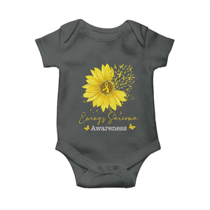 Ewings Sarcoma Awareness Baby Onesie Yellow Flower Petal Ribbons Sunflower TS11 Dark Heather Print Your Wear