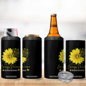 Ewings Sarcoma Awareness 4 in 1 Can Cooler Tumbler Yellow Flower Petal Ribbons Sunflower TS11 Print Your Wear