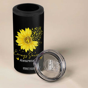 Ewings Sarcoma Awareness 4 in 1 Can Cooler Tumbler Yellow Flower Petal Ribbons Sunflower TS11 Print Your Wear