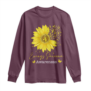 Ewings Sarcoma Awareness Long Sleeve Shirt Yellow Flower Petal Ribbons Sunflower TS11 Maroon Print Your Wear