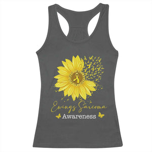 Ewings Sarcoma Awareness Racerback Tank Top Yellow Flower Petal Ribbons Sunflower TS11 Dark Heather Print Your Wear