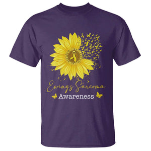 Ewings Sarcoma Awareness T Shirt Yellow Flower Petal Ribbons Sunflower TS11 Purple Print Your Wear