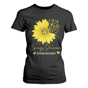 Ewings Sarcoma Awareness T Shirt For Women Yellow Flower Petal Ribbons Sunflower TS11 Black Print Your Wear