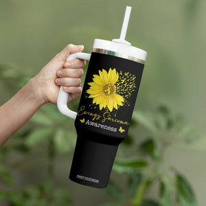 Ewings Sarcoma Awareness Tumbler With Handle Yellow Flower Petal Ribbons Sunflower TS11 Print Your Wear