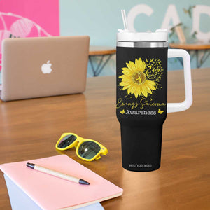 Ewings Sarcoma Awareness Tumbler With Handle Yellow Flower Petal Ribbons Sunflower TS11 Print Your Wear