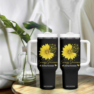 Ewings Sarcoma Awareness Tumbler With Handle Yellow Flower Petal Ribbons Sunflower TS11 Print Your Wear