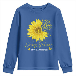 Ewings Sarcoma Awareness Youth Sweatshirt Yellow Flower Petal Ribbons Sunflower TS11 Royal Blue Print Your Wear
