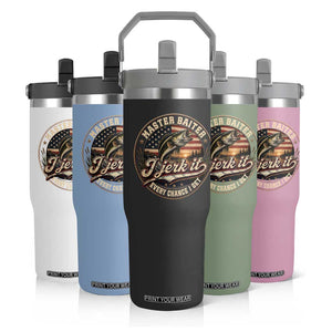 Master Baiter Fishing Lover Flip Straw Tumbler I Jerk It Every Chance I Get Funny Bass Fishing TS11 Print Your Wear
