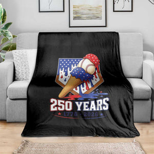 250 Years Baseball Ice Cream Drip 4th of July USA Flag Throw Blanket