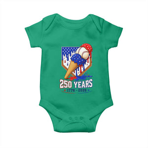 250 Years Baseball Ice Cream Drip 4th of July USA Flag Baby Onesie