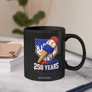 250 Years Baseball Ice Cream Drip 4th of July USA Flag Coffee Mug