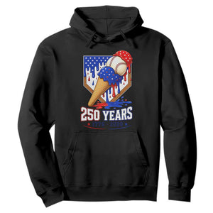 250 Years Baseball Ice Cream Drip 4th of July USA Flag Hoodie