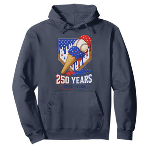 250 Years Baseball Ice Cream Drip 4th of July USA Flag Hoodie