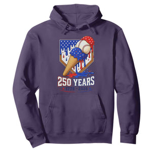 250 Years Baseball Ice Cream Drip 4th of July USA Flag Hoodie