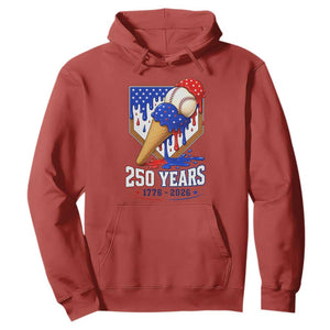 250 Years Baseball Ice Cream Drip 4th of July USA Flag Hoodie