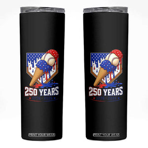 250 Years Baseball Ice Cream Drip 4th of July USA Flag Skinny Tumbler