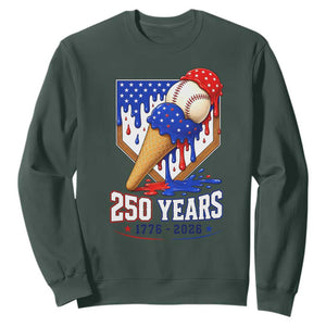 250 Years Baseball Ice Cream Drip 4th of July USA Flag Sweatshirt