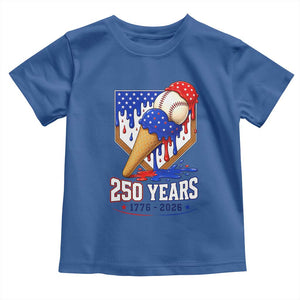 250 Years Baseball Ice Cream Drip 4th of July USA Flag Toddler T Shirt