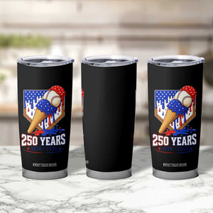 250 Years Baseball Ice Cream Drip 4th of July USA Flag Tumbler Cup