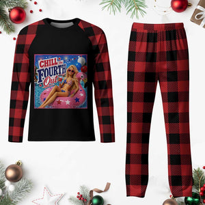 Chill The Fourth Out Doll Meme 4th of July Plaid Pajama Set
