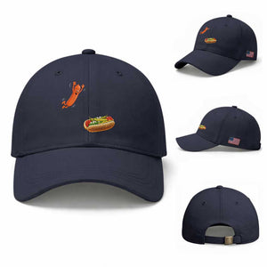 Funny Chicago Style Hot Dog Sausage Jumping Into Bun BBQ Baseball Cap