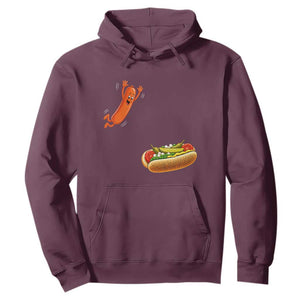 Funny Chicago Style Hot Dog Sausage Jumping Into Bun BBQ Hoodie