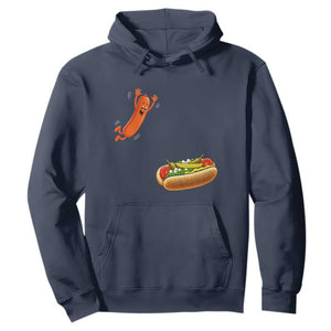 Funny Chicago Style Hot Dog Sausage Jumping Into Bun BBQ Hoodie