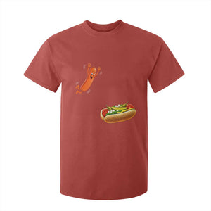 Funny Chicago Style Hot Dog Sausage Jumping Into Bun BBQ T Shirt For Kid