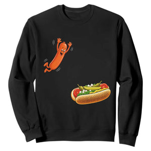 Funny Chicago Style Hot Dog Sausage Jumping Into Bun BBQ Sweatshirt