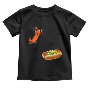 Funny Chicago Style Hot Dog Sausage Jumping Into Bun BBQ Toddler T Shirt