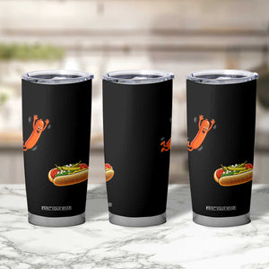 Funny Chicago Style Hot Dog Sausage Jumping Into Bun BBQ Tumbler Cup