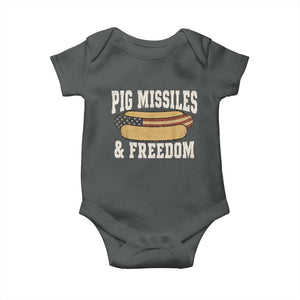 Pig Missiles And Freedom 4th of July Patriotic Hotdog Baby Onesie