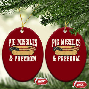 Pig Missiles And Freedom 4th of July Patriotic Hotdog Ceramic Ornament