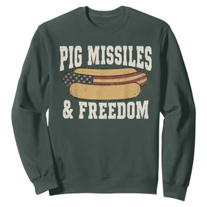 Pig Missiles And Freedom 4th of July Patriotic Hotdog Sweatshirt