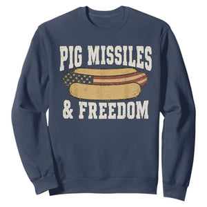 Pig Missiles And Freedom 4th of July Patriotic Hotdog Sweatshirt