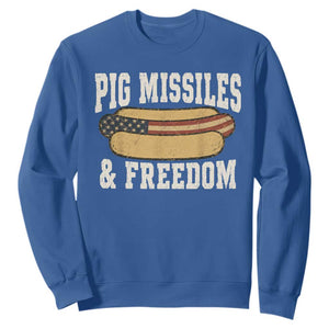 Pig Missiles And Freedom 4th of July Patriotic Hotdog Sweatshirt