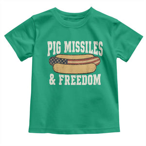 Pig Missiles And Freedom 4th of July Patriotic Hotdog Toddler T Shirt