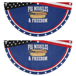 Pig Missiles And Freedom 4th of July Hotdog Patriotic Fan Flag