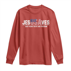 Jesus Saves USA 250th Anniversary Long Sleeve Shirt 250 Years of Fath And Freedom 4th of July