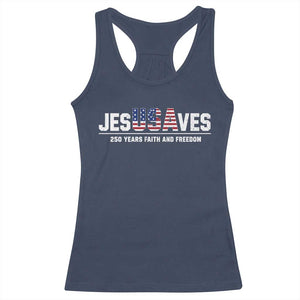 Jesus Saves USA 250th Anniversary Racerback Tank Top 250 Years of Fath And Freedom 4th of July