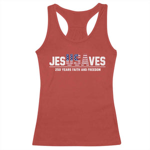 Jesus Saves USA 250th Anniversary Racerback Tank Top 250 Years of Fath And Freedom 4th of July