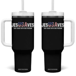 Jesus Saves USA 250th Anniversary Tumbler With Handle 250 Years of Fath And Freedom 4th of July