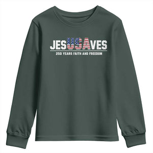 Jesus Saves USA 250th Anniversary Youth Sweatshirt 250 Years of Fath And Freedom 4th of July