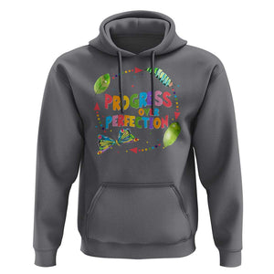Progress Over Perfection Hoodie Caterpillar Back To School TS11 Charcoal Print Your Wear
