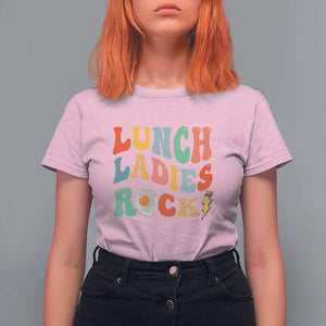 Lunch Ladies Rock T Shirt For Women Retro Groovy Cafeteria Crew Egg Pencil TS11 Light Pink Print Your Wear