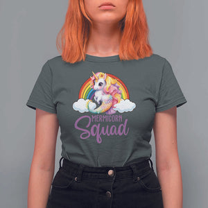 Mermicorn Squad T Shirt For Women Mermaids Unicorns Birthday Party Rainbow TS11 Dark Heather Print Your Wear