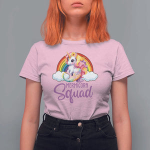 Mermicorn Squad T Shirt For Women Mermaids Unicorns Birthday Party Rainbow TS11 Light Pink Print Your Wear