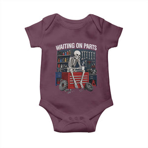 Waiting On Parts Funny Mechanic Baby Onesie Funny Skeleton Auto Repair Life