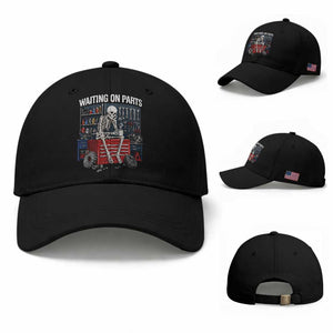 Waiting On Parts Funny Mechanic Baseball Cap Funny Skeleton Auto Repair Life