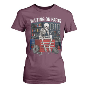 Waiting On Parts Funny Mechanic T Shirt For Women Funny Skeleton Auto Repair Life